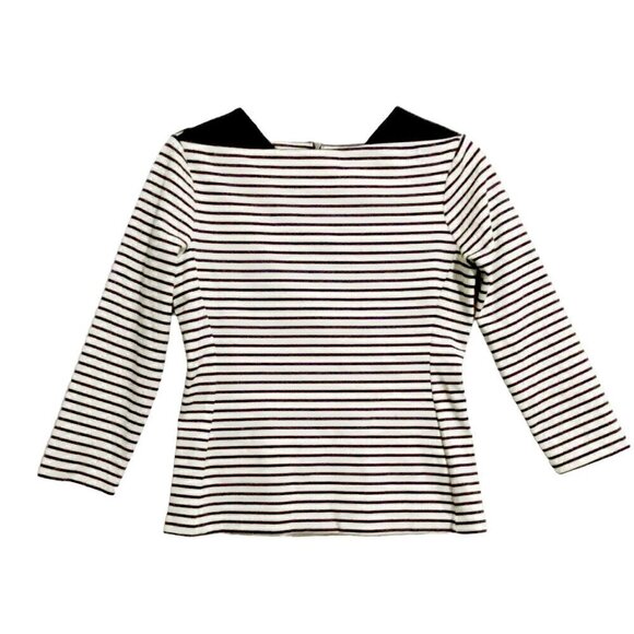 Caslon Tops - Caslon black/ivory striped ponte top back zipper, Size S